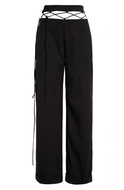 Nensi Dojaka Serge Net Straight Trousers In Black