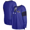 NEW ERA NEW ERA  PURPLE BALTIMORE RAVENS PLUS SIZE LACE-UP NOTCH NECK LONG SLEEVE T-SHIRT