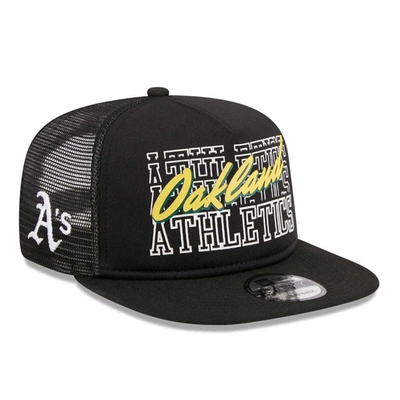 New Era Men's  Black Oakland Athletics Street Team A-frame Trucker 9fifty Snapback Hat