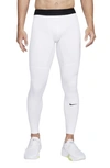 Nike Pro Warm Dri-fit Tights In White/black