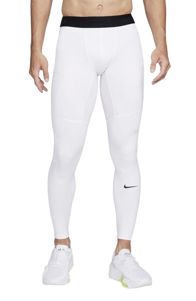 Nike Pro Warm Dri-fit Tights In White/black