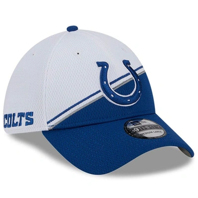 New Era Men's  White, Royal Indianapolis Colts 2023 Sideline 39thirty Flex Hat In White,royal
