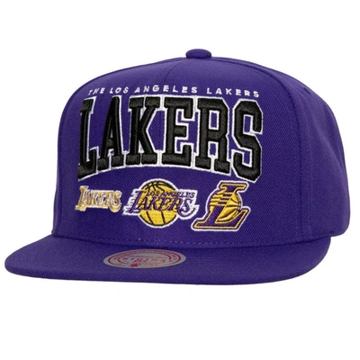 Mitchell & Ness Men's  Purple Los Angeles Lakers Champ Stack Snapback Hat