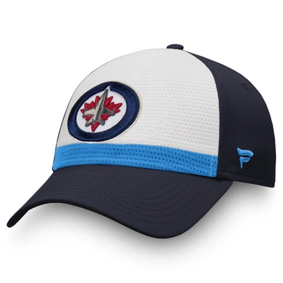 Fanatics Branded White/navy Winnipeg Jets Breakaway Current Jersey Flex Hat In White,navy