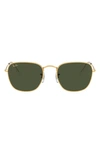 Ray Ban 51mm Square Sunglasses In Gold/ Green Solid