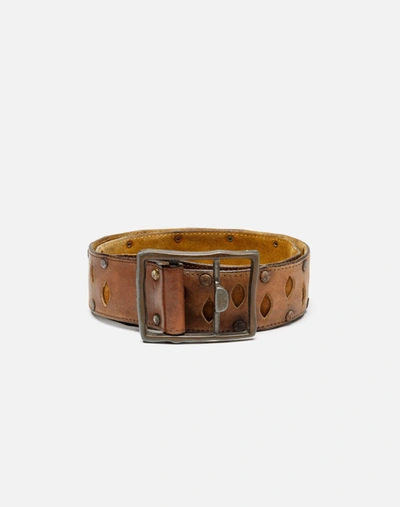Marketplace 70s Leather Cut Out Belt In Brown