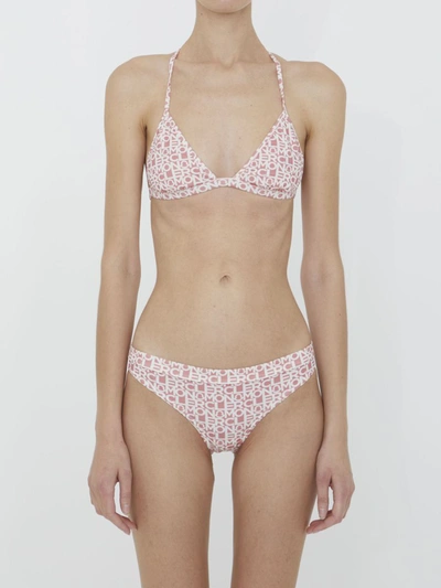 Moncler All-over Logo Bikini Set In Pink