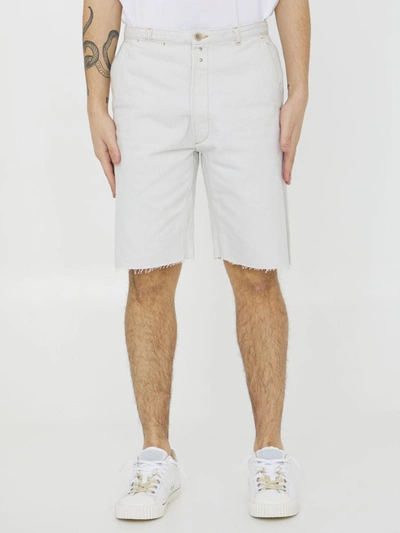 Maison Margiela Denim High-waisted Shorts In White