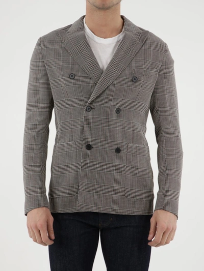 TONELLO DOUBLE-BREASTED GLEN PLAID JACKET