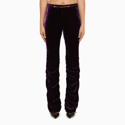 Gucci Vintage Draped Viscose Velvet Trousers In Purple