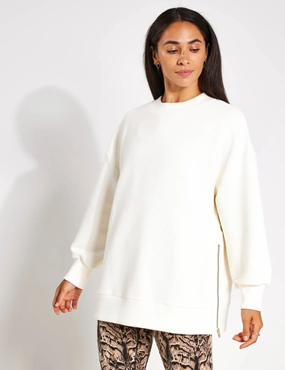 Varley Mae Longline Sweatshirt In White