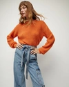 Veronica Beard Melinda Crew Neck Sweater In Deep Orange