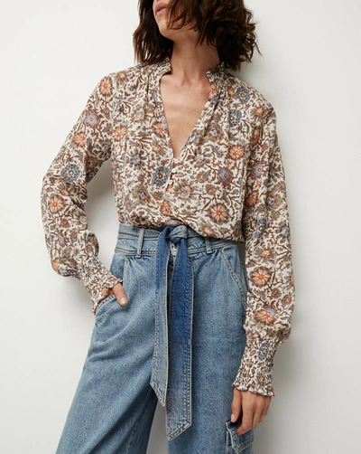 Veronica Beard Alexandria Floral Top In Ecru Multi