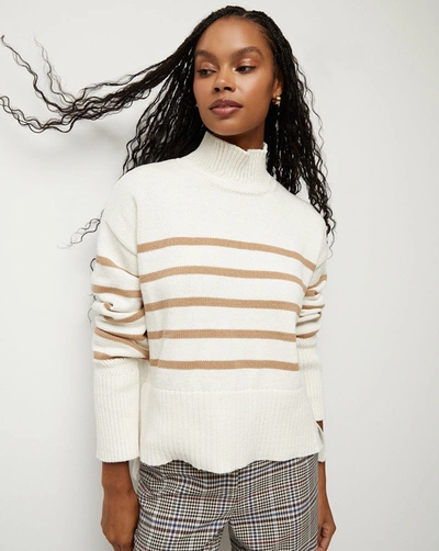 Veronica Beard Lancetti Nautical-stripe Sweater In Off-white/khaki