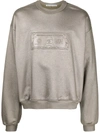 Alexander Wang Logo-embossed Metallic-finish Sweatshirt In Grey