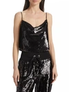 Cinq À Sept Women's Andra Sequin Cropped Cami Top In Black