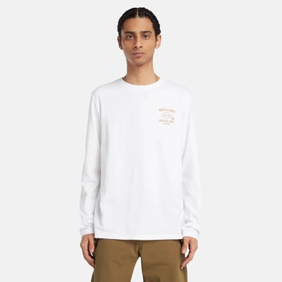 Timberland Men's Long Sleeve Boot Back Graphic T-shirt In White