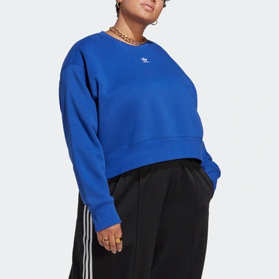 Adidas Originals Adidas Women's Originals Adicolor Essentials Crew Long Sleeve Sweatshirt (plus Size) In Semi Lucid Blue 