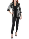 R & M Richards Petites Womens Velvet Metallic Open-front Blazer In Black