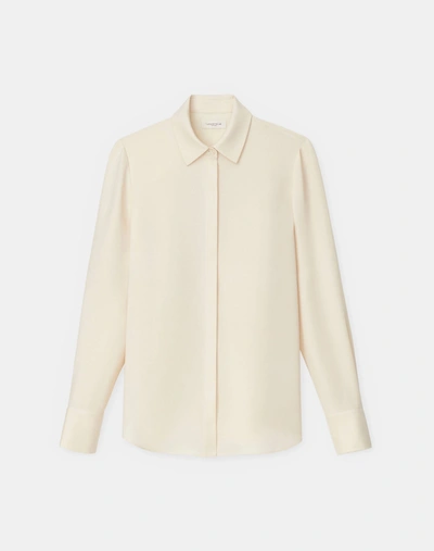 Lafayette 148 Silk Double Georgette Blouse In Grey