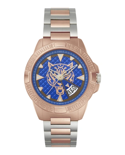 Plein Sport Men's Touchdown Rose Gold-tone, Silver-tone Stainless Steel Bracelet Watch 44mm In Two Tone
