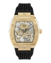 Philipp Plein Men's Automatic The $keleton Black Silicone Strap Watch 44mm In Gold Tone