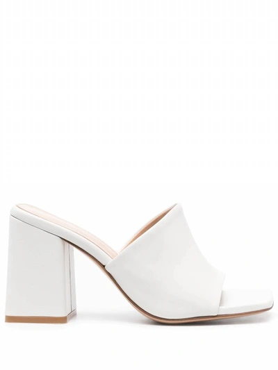 Gianvito Rossi Wynn Lambskin Block-heel Mule Sandals In White