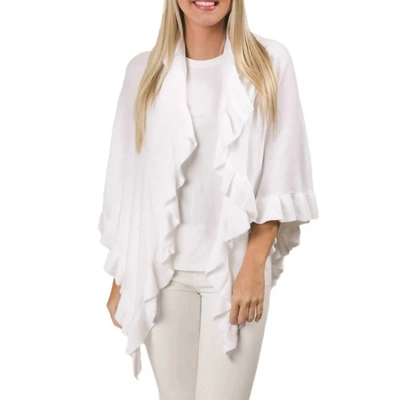 Top It Off Ava Ruffle Wrap Poncho In White