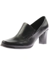 Franco Sarto Nolan Womens Leather Slip On Loafer Heels In Black