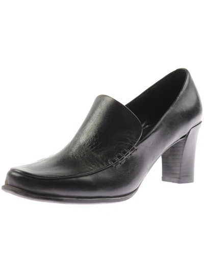 Franco Sarto Nolan Womens Leather Slip On Loafer Heels In Black