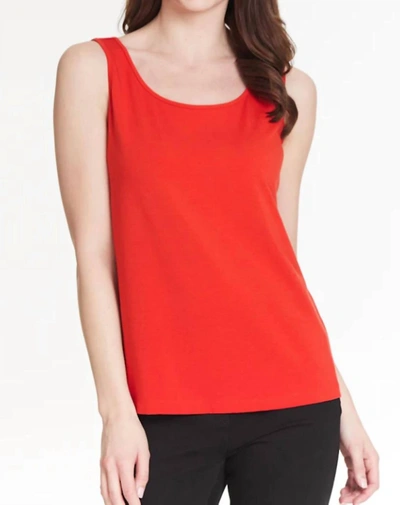 Multiples Double Scoop Neck Tank In Red