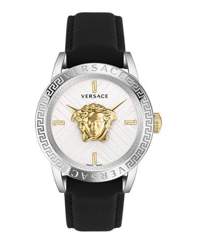 Versace V-code Strap Watch In Silver