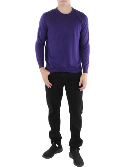 Club Room Mens Merino Wool Heathered Pullover Sweater In Purple