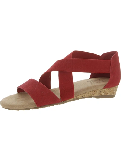Naturalizer Reflex Womens Faux Suede Open Toe Wedge Sandals In Red
