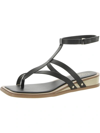 Franco Sarto Sybil Womens Faux Leather Strappy Thong Sandals In Multi