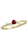 SAVVY CIE JEWELS 14KT GOLD 3 PRONG SINGLE RUBY STONE RING