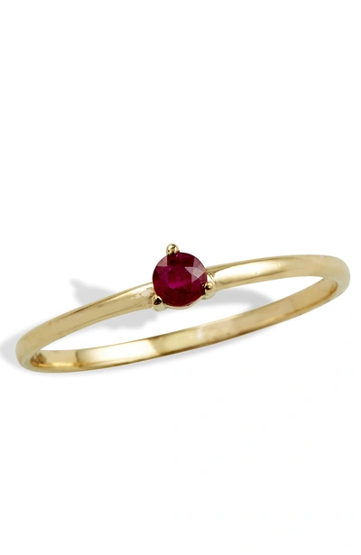 Savvy Cie Jewels 14kt Gold 3 Prong Single Ruby Stone Ring In Red