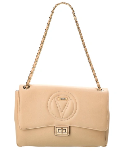 Valentino By Mario Valentino Posh Signature Leather Shoulder Bag In Beige