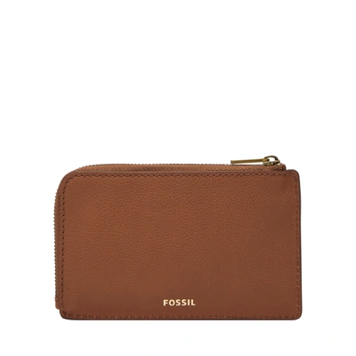 Fossil Women's Jori Leather Zip Card Case In Brown