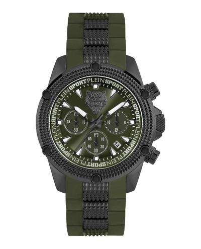 Plein Sport Men's Hurricane Green Silicone Strap Watch 44mm In Black