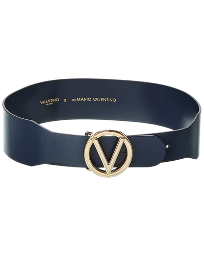 Valentino By Mario Valentino Justine Soave Leather Belt In Blue