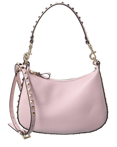 Valentino Garavani Rockstud Leather Small Hobo Bag In Purple