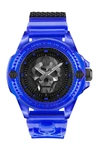 Philipp Plein Men's The $kull Blue Transparent Silicone Strap Watch 45mm In Multi