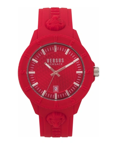 Versus Men's 3 Hand Date Quartz Tokyo Red Silicone Watch, 43mm