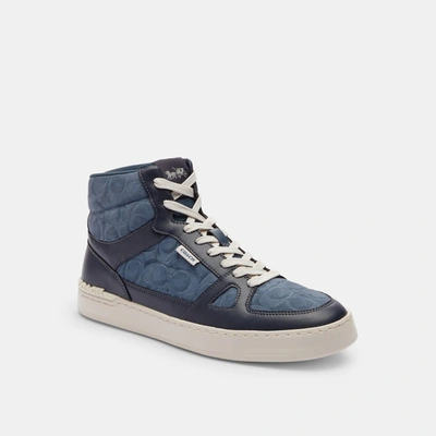 Coach Outlet Clip Court High Top Sneaker In Signature In Blue