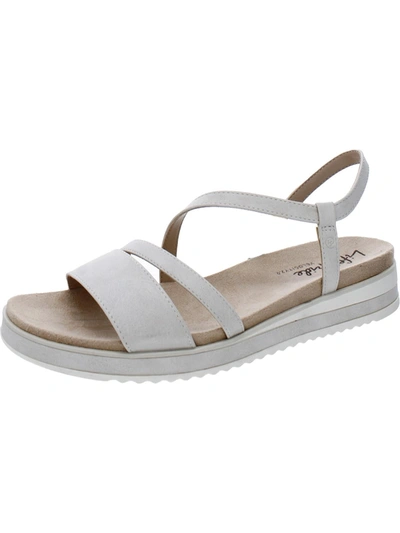 Lifestride Zoe Womens Faux Leather Lightweight Wedge Sandals In White