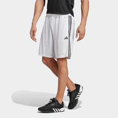 Adidas Originals Adidas Men's Train Essentials Classic-fit Aeroready 3-stripes 10" Training Shorts In White,blk