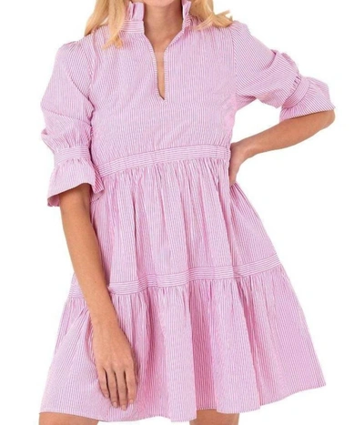 Gretchen Scott Teardrop Dress - Stripe Wash & Wear In Pink