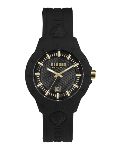 Versus Men's 3 Hand Date Quartz Tokyo Black Silicone Watch, 43mm