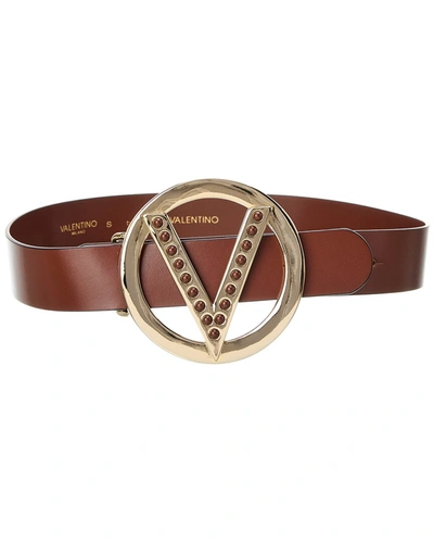 Valentino By Mario Valentino Giusy Forever Leather Belt In Brown